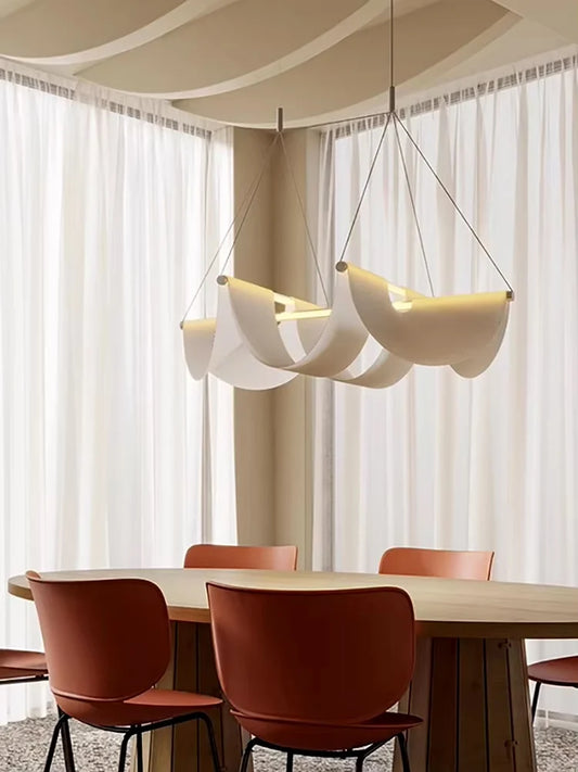 Drape 118 Style Light installed in modern living room contemporary sculptural lighting