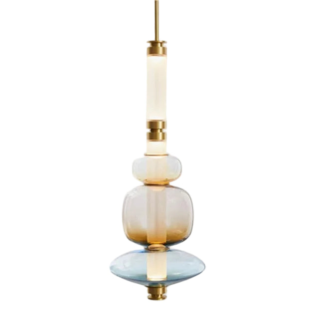 A luxurious Luna style glass pendant light with a gold and clear glass construction, designed for elegant room lighting.