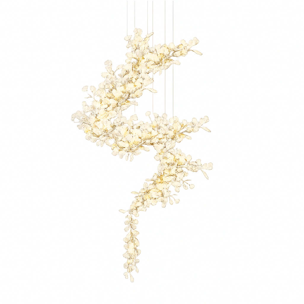 Gingko leaf chandelier sculptural designer lighting inspired by Andreea Braescu