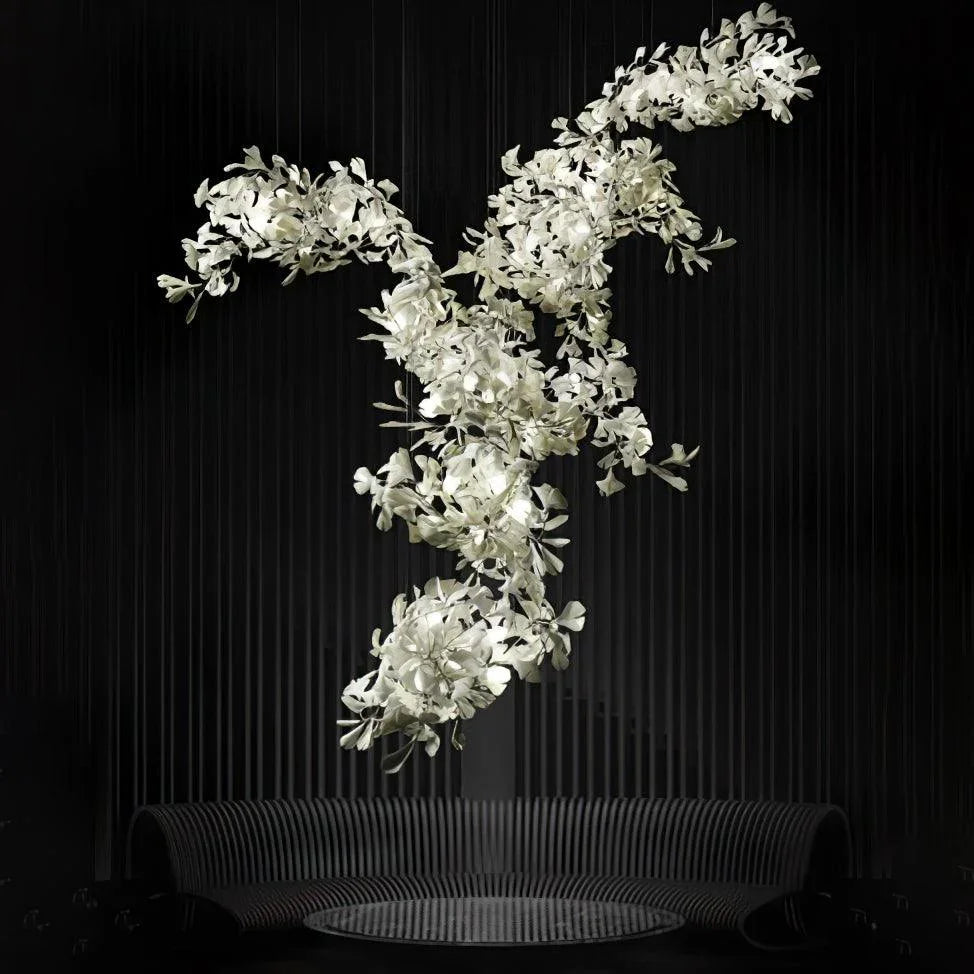 Luxury gingko leaf chandelier inspired by Andreea Braescu with porcelain leaves
