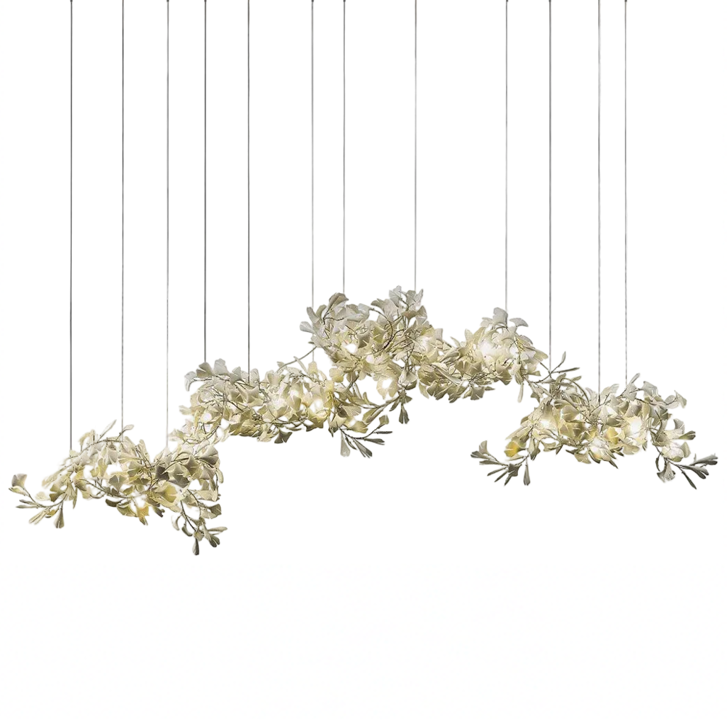 Gingko leaf combination chandelier sculptural designer lighting inspired by Andreea Braescu