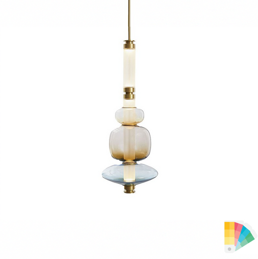 A luxurious Luna style glass pendant light with a gold and clear glass construction, designed for elegant room lighting.