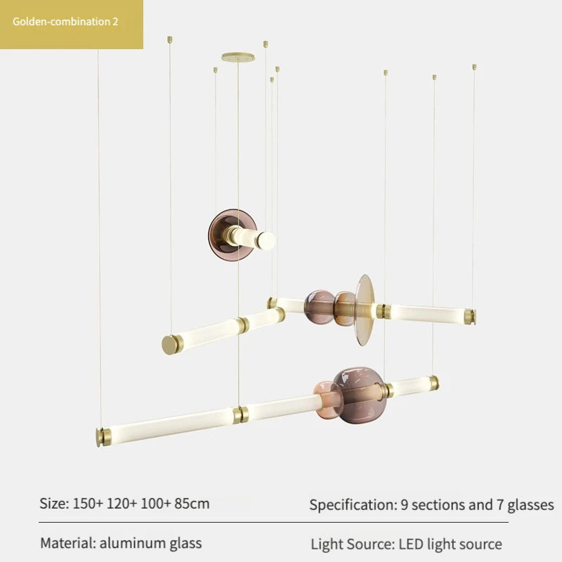 Luna style Glass Horisontal Pendant