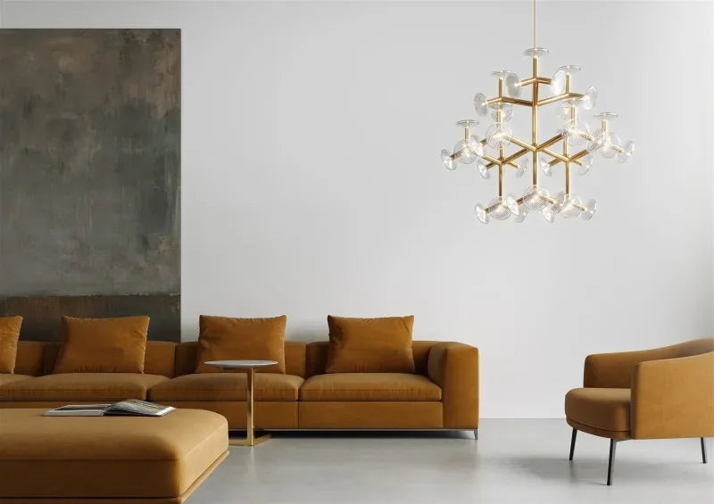 Fractal XL Style Chandelier in living room setting modern interior decor lighting