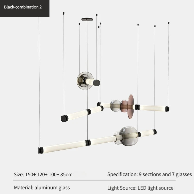 Luna style Glass Horisontal Pendant