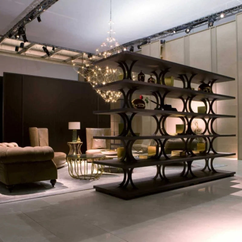 Side view of the Baxter Q2 modern designer chandelier with sculptural silhouette