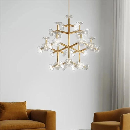 Fractal XL Style Chandelier angled view showing fractal geometry and illuminated glass elements