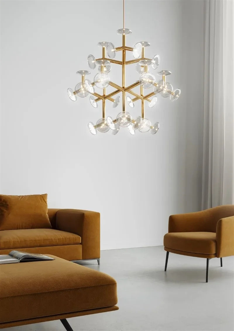 Fractal XL Style Chandelier angled view showing fractal geometry and illuminated glass elements