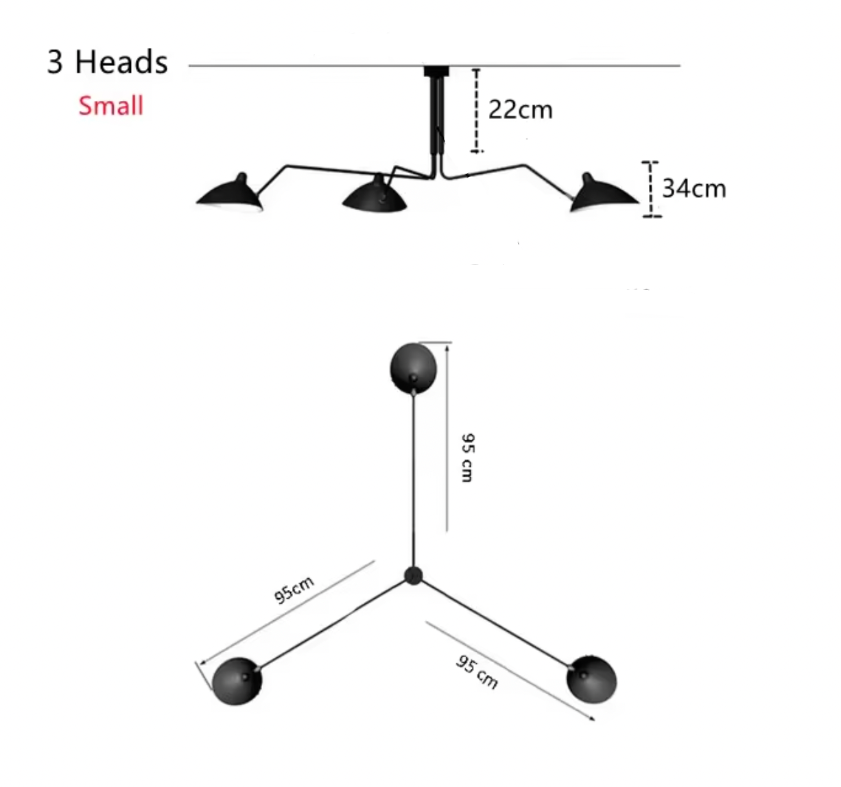 P3B 3 Rotating Arms style Ceiling Lamp