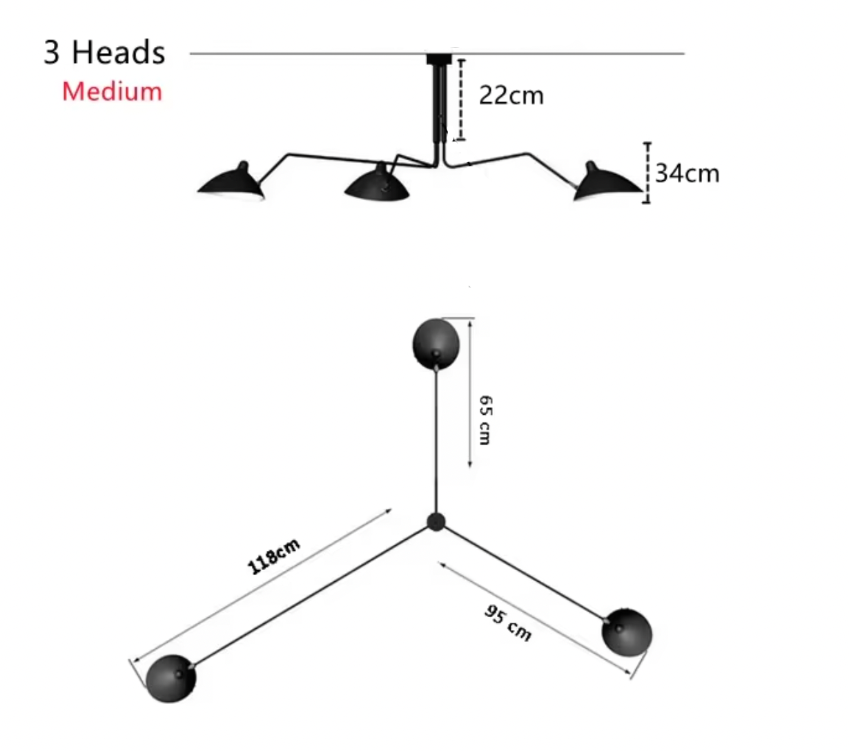 P3B 3 Rotating Arms style Ceiling Lamp