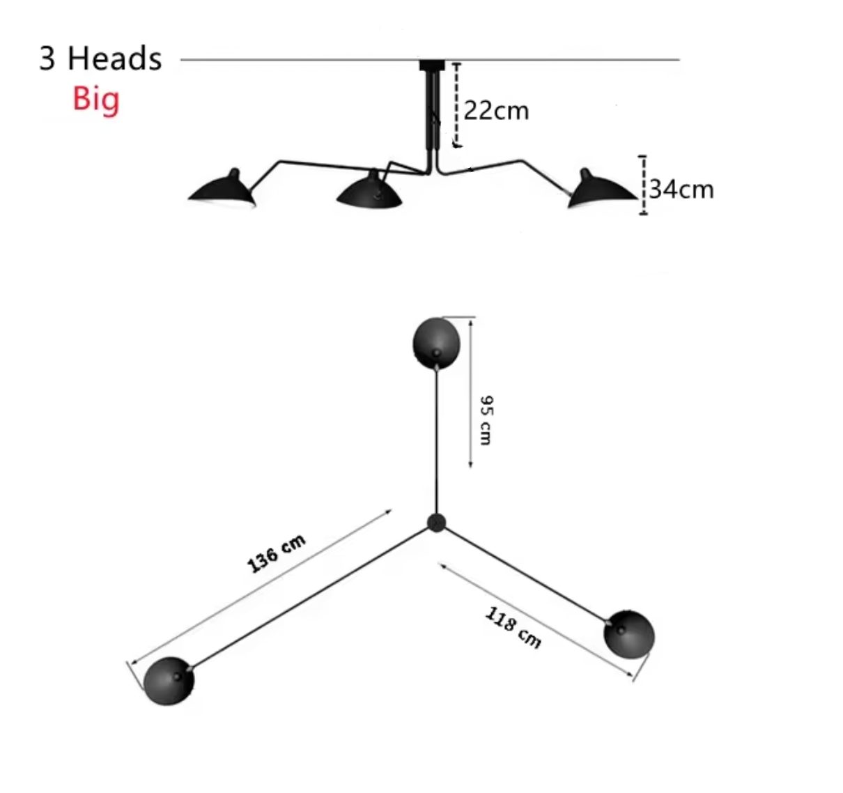 P3B 3 Rotating Arms style Ceiling Lamp