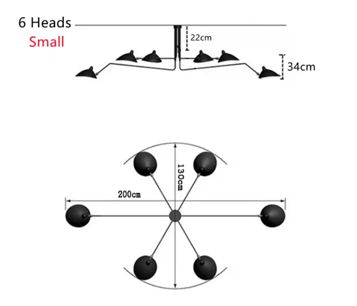 P6B 6 Rotating Arms style Ceiling Lamp