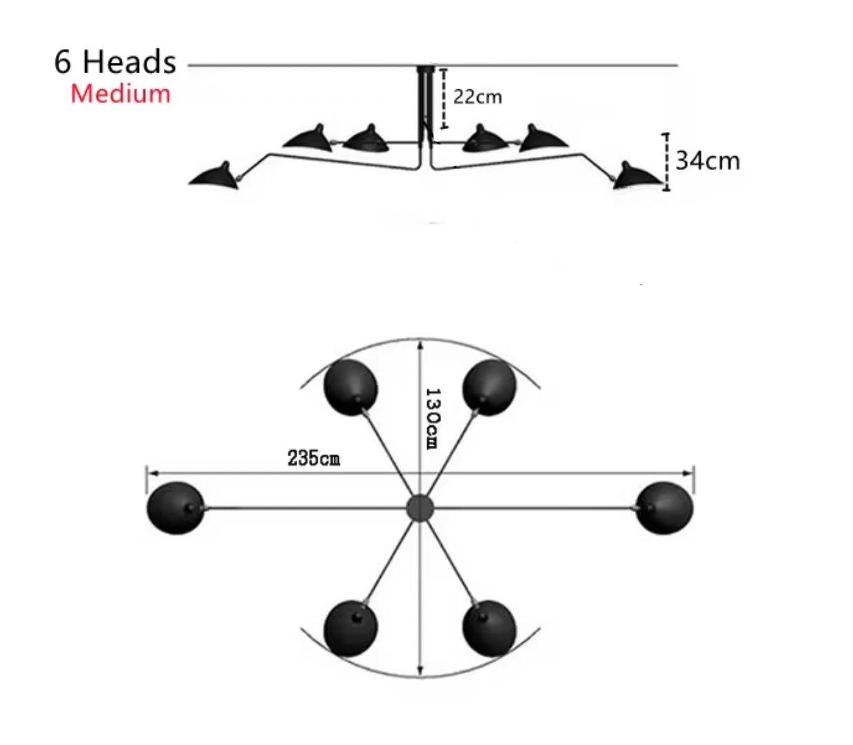 P6B 6 Rotating Arms style Ceiling Lamp