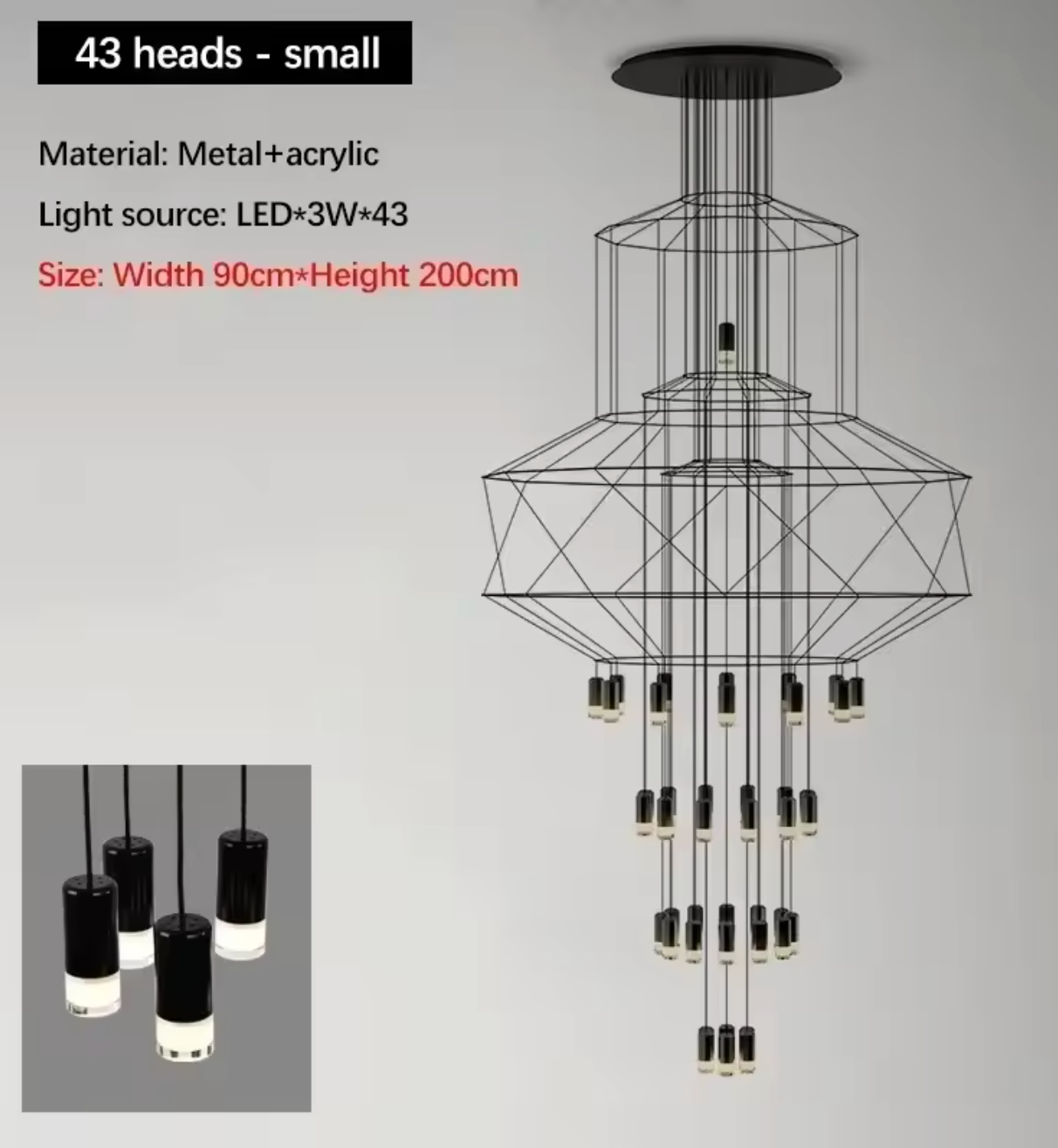 Wireflow 0374 style Chandelier