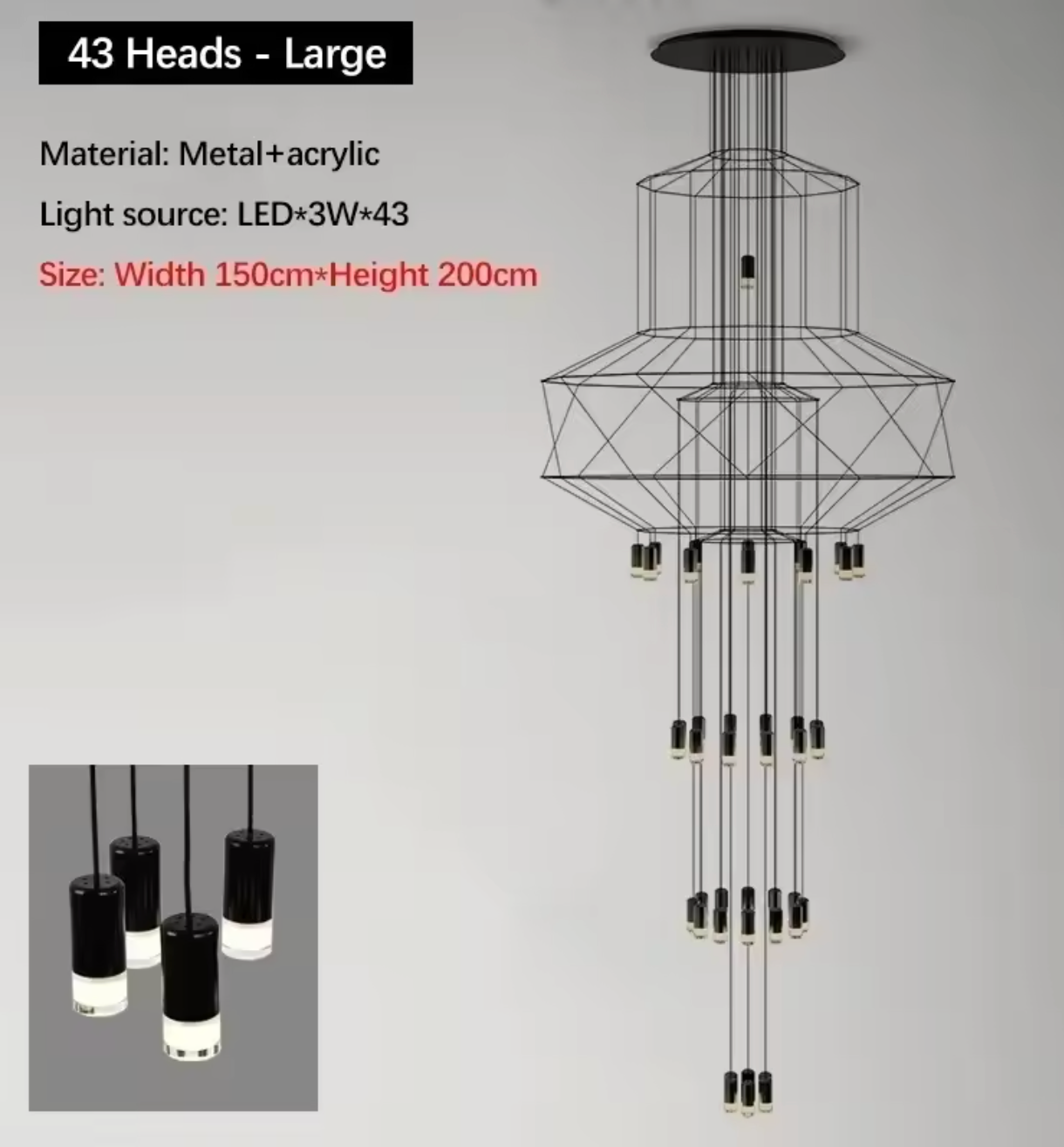 Wireflow 0374 style Chandelier
