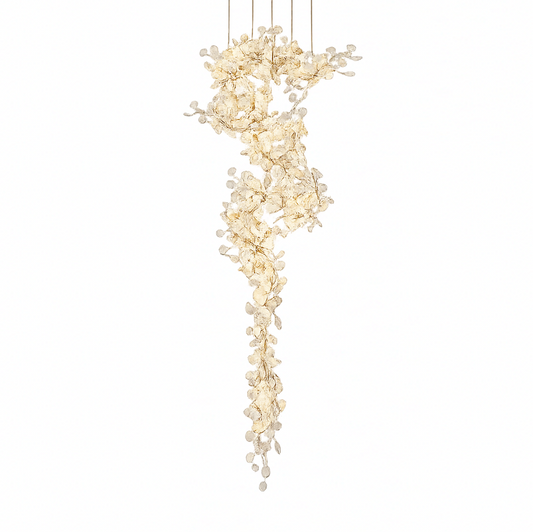 Luxury gingko leaf chandelier inspired by Andreea Braescu with porcelain leaves