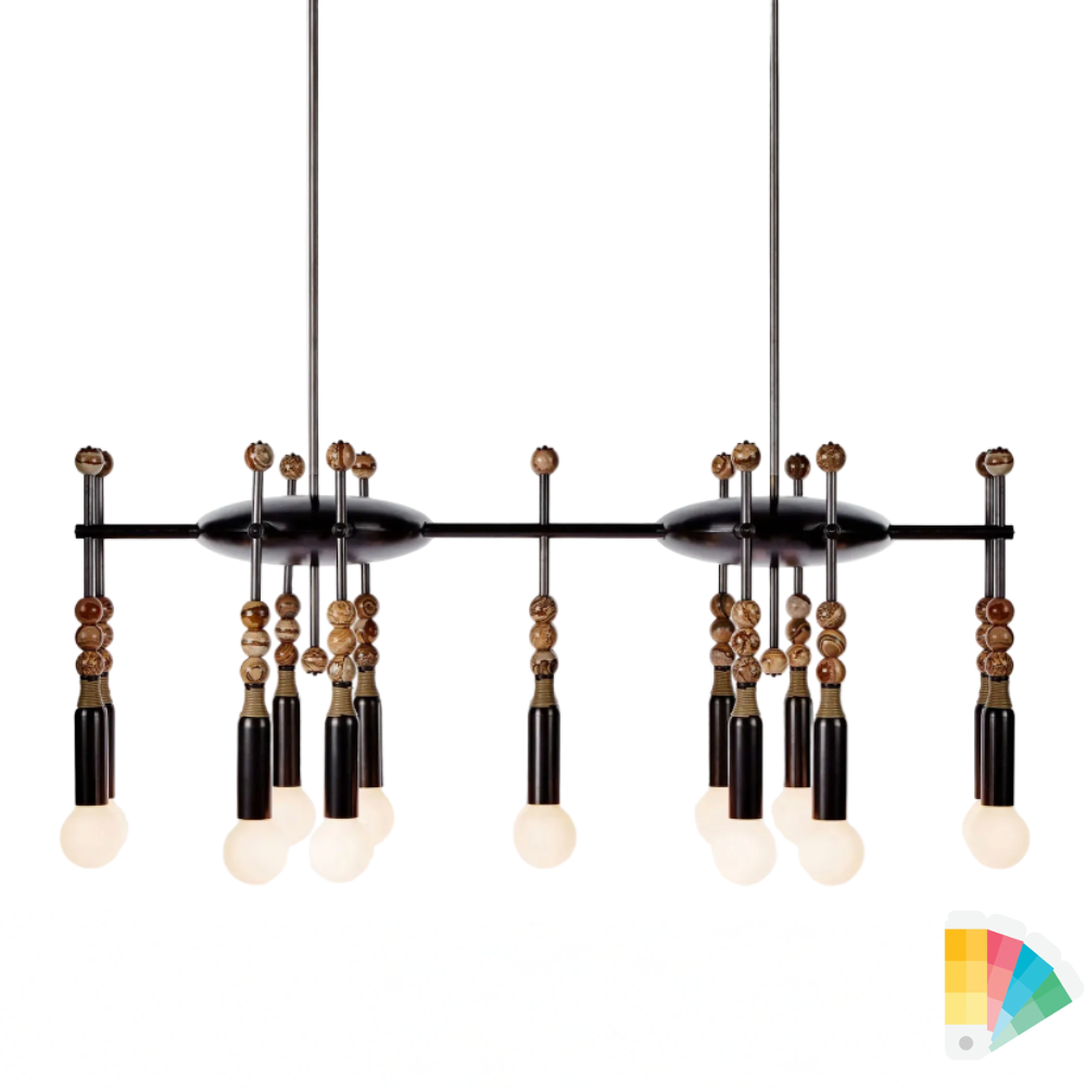 Talisman 14 chandelier Apparatus style sculptural brass statement lighting