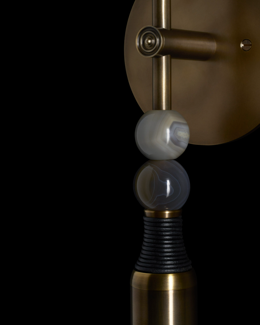 Close up of Talisman 2 sconce wall light showing sculptural design details