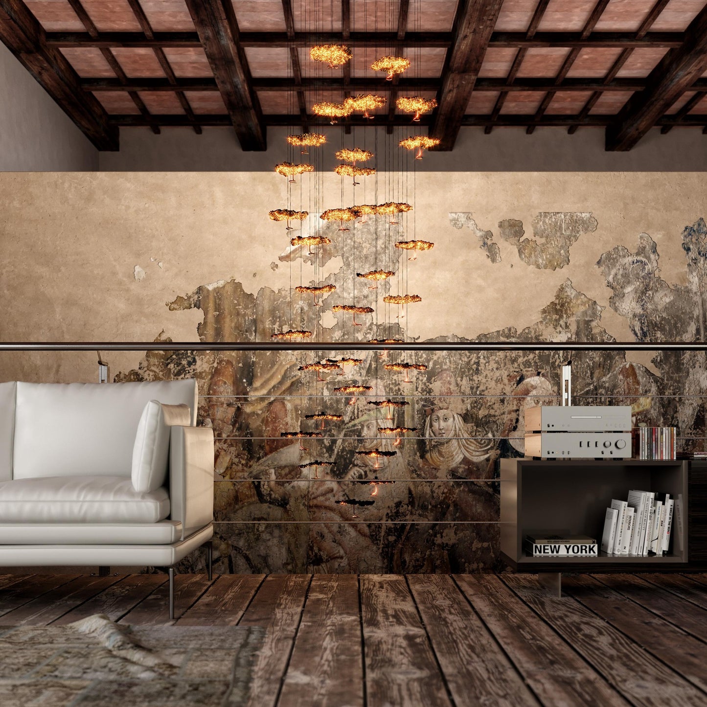 Gold Moon style Chandelier Catellani & Smith