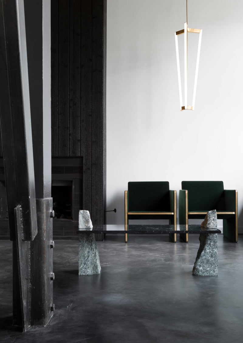 Tube chandelier designed for high ceiling modern interiors